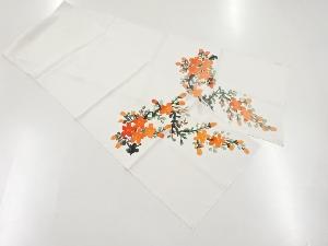 リサイクル　手描き花模様シルクテーブルランナークロス